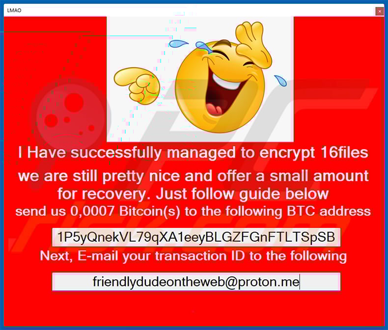 RIP Lmao Ransomware pop-up window (2025-04-24)