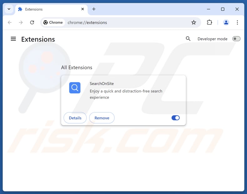 Removing searchonsite.com related Google Chrome extensions