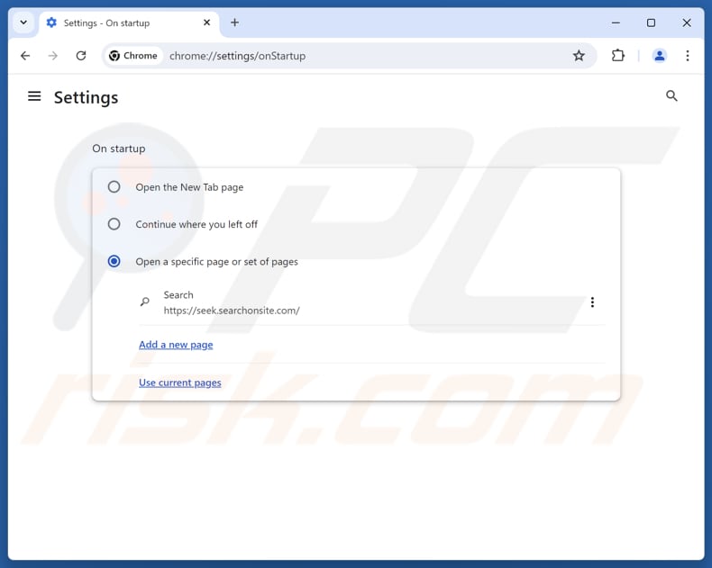 Removing searchonsite.com from Google Chrome homepage