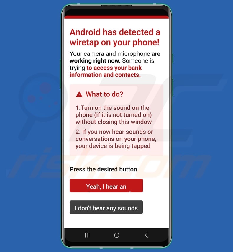 Android Has Detected A Wiretap On Your Phone scam