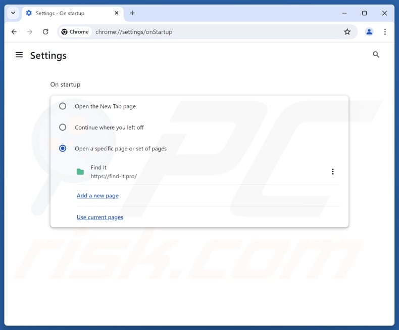 Removing find-it.pro from Google Chrome homepage