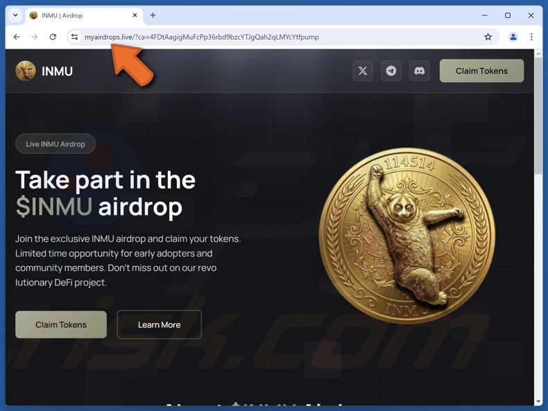 Fake INMU Airdrop website