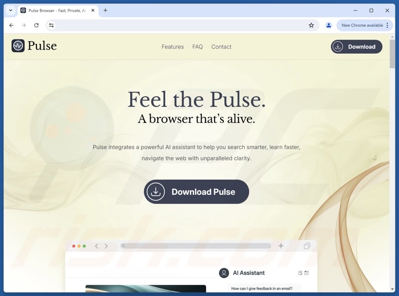 Website used to promote Pulse PUA