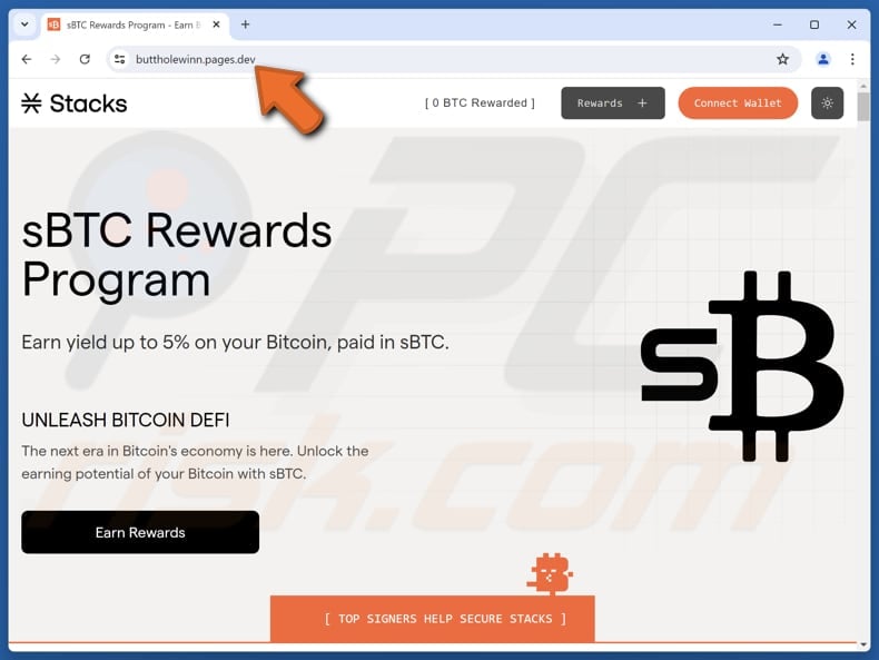 Stacks sBTC Rewards Program scam