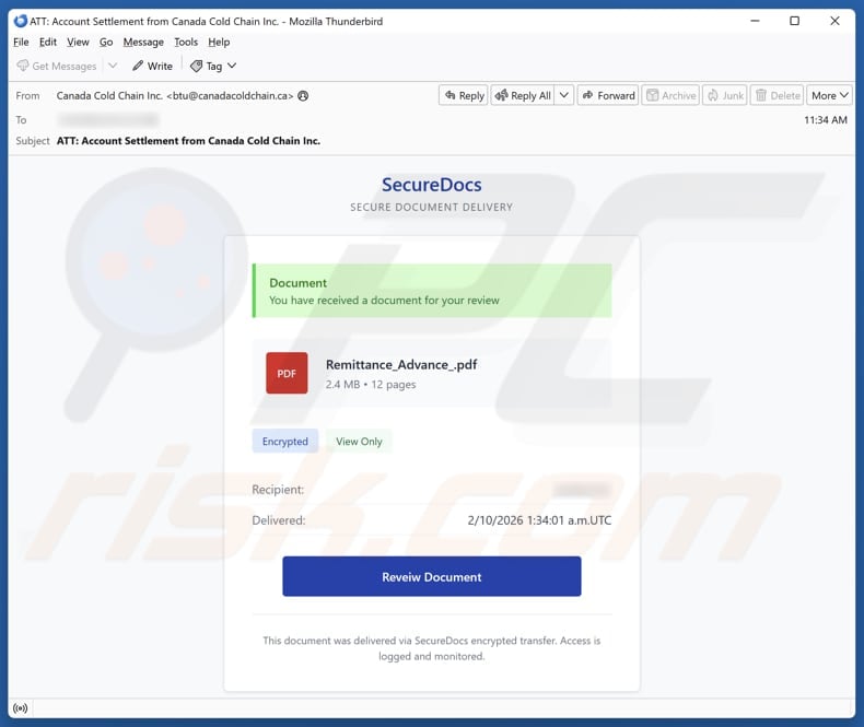 Email Account Failure Notice email spam campaign
