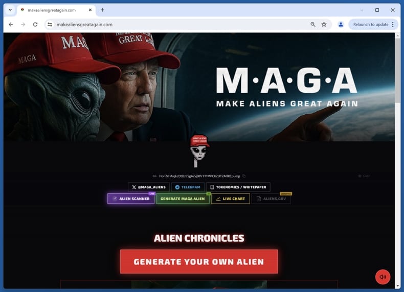 Make Aliens Great Again ($MAGA) Allocation real website (makealiensgreatagain.com)