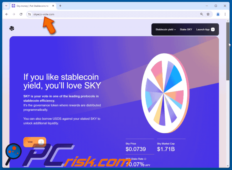 Appearance of Sky Voting Rewards Scam (GIF)