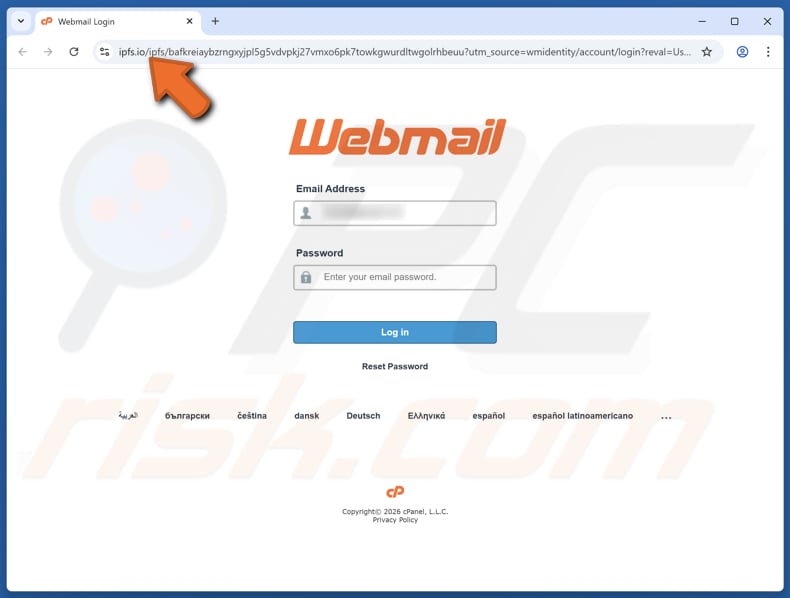 Webmail - Two-Factor Authentication (2FA) Email Scam fake website