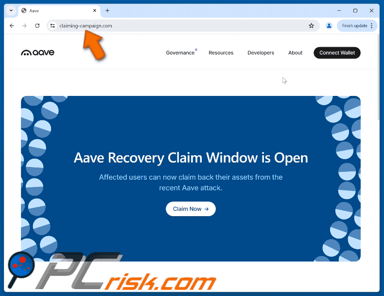 Appearance of Aave Asset Recovery Scam (GIF)