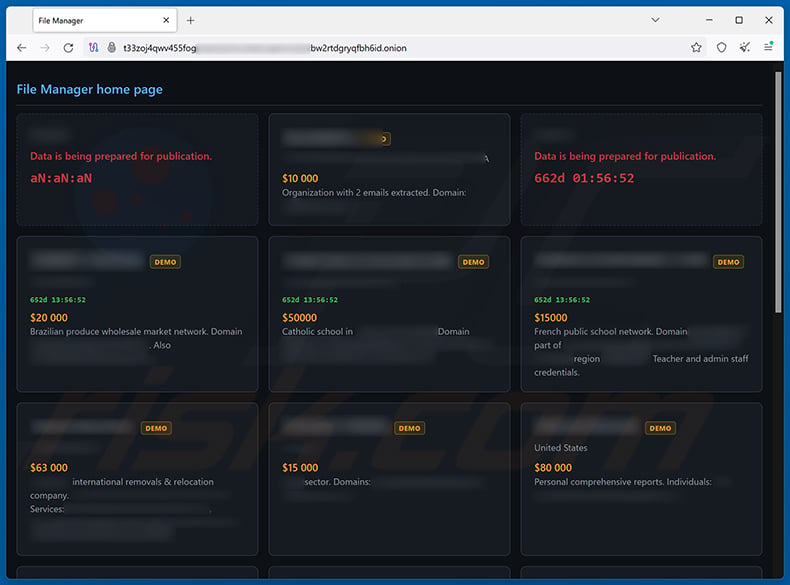 BARADAI ransomware data leaking site