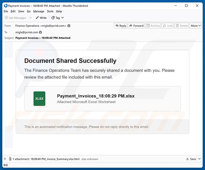 Shared Excel Sheet Email Scam (2026-05-19)