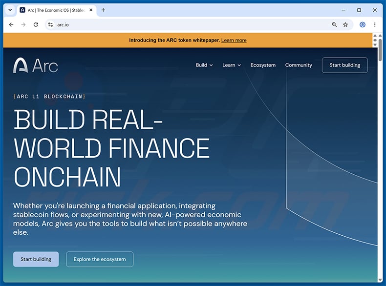 Arc Community Rewards Scam real website (arc.io)