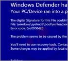 Windows Defender Has Detected Critically Corrupted File System! Scam