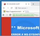 MS MALWARE ALERT POP-UP Scam