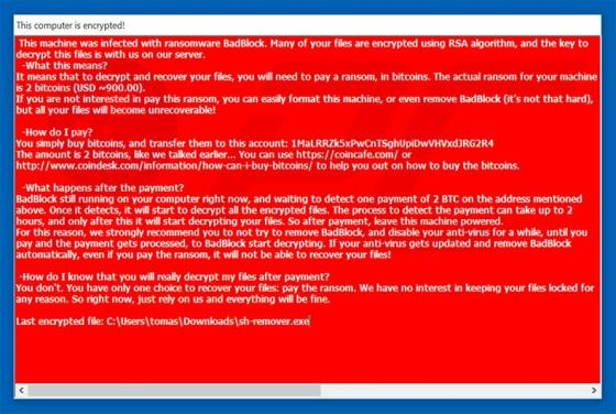 BadBlock Ransomware