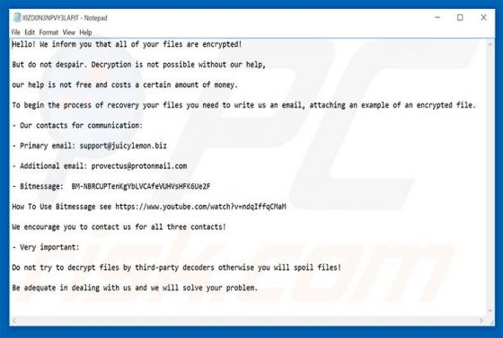 JuicyLemon Ransomware