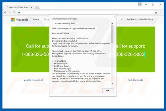 Malicious Pornographic Spyware/Riskware Detected Scam