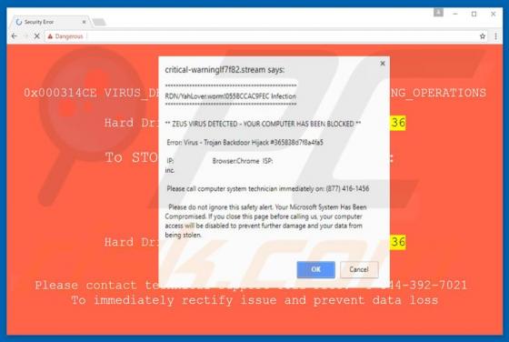 Error Virus - Trojan Backdoor Hijack Scam