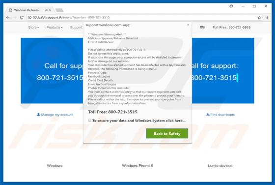Windows Warning Alert Scam