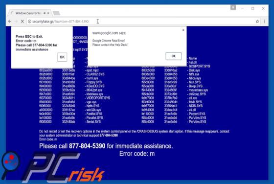 Google Chrome Fatal Error! Scam
