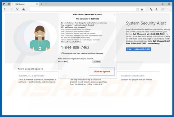 VIRUS ALERT FROM MICROSOFT POP-UP Scam