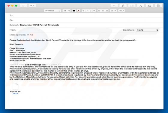 Payroll Timetable Email Virus