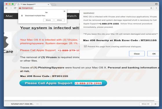 Mac iOS Security At Risk Error Code: HT201155 POP-UP Scam (Mac)