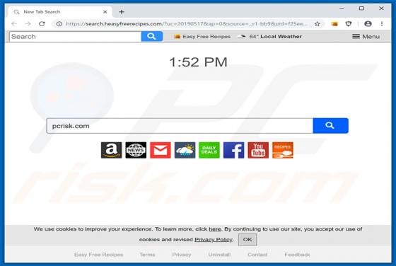 Easy Free Recipes Browser Hijacker