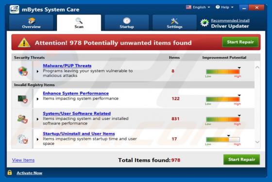 mBytes System Care Unwanted Application