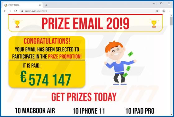 PRIZE EMAIL POP-UP Scam