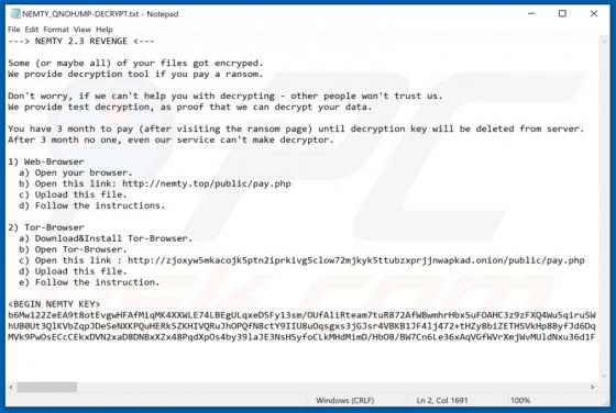 NEMTY 2.3 REVENGE Ransomware