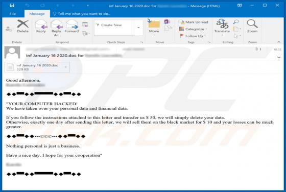 Your computer hacked! Email Virus