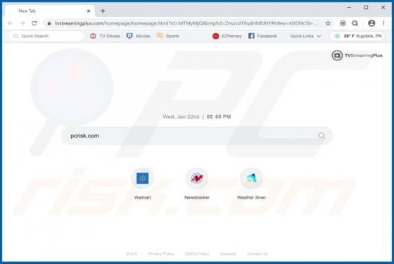 TV Streaming Plus Browser Hijacker