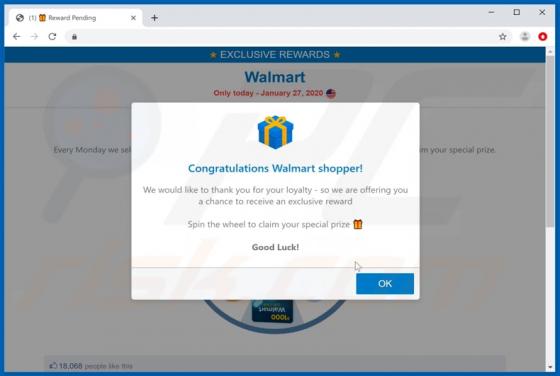 Congratulations Walmart Shopper! POP-UP Scam