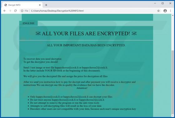 Happychoose Ransomware
