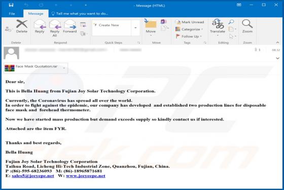 Coronavirus Face Mask Email Virus