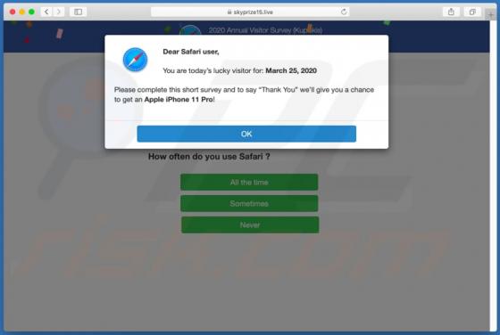 Skyprize POP-UP Scam (Mac)
