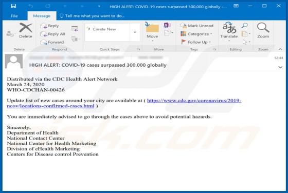 COVID-19 Cases Surpassed 300,000 Email Scam