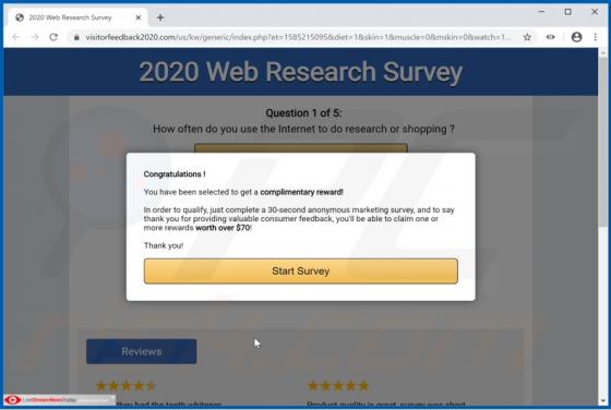 2020 Web Research Survey POP-UP Scam