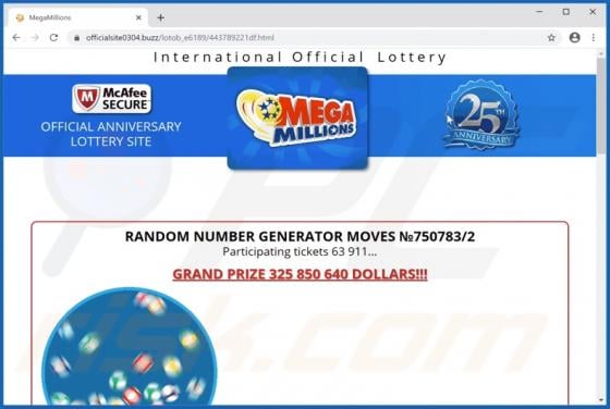 International Official Lottery POP-UP Scam