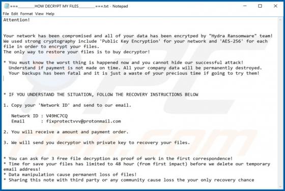 Protect (Hydra) Ransomware