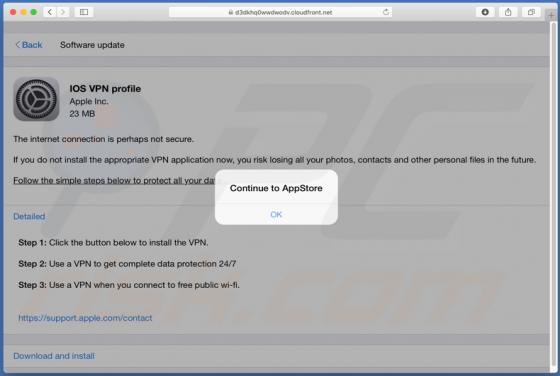 IOS VPN profile POP-UP Scam (Mac)