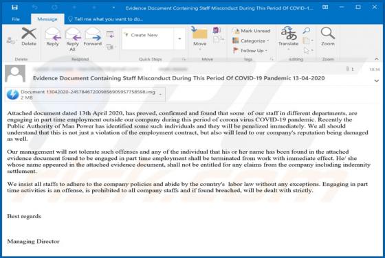 COVID-19 Part Time Employment Email Virus