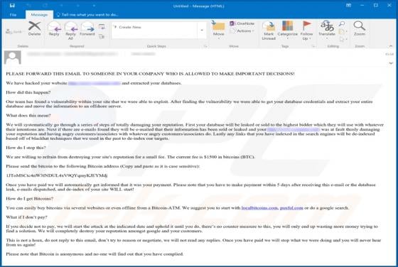 We Have Hacked Your Website Email Scam