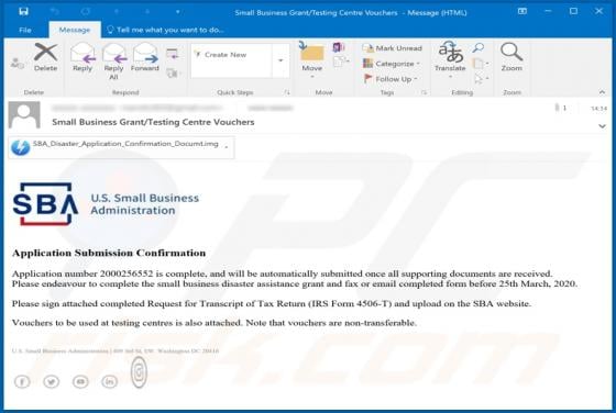 U.S. Small Business Administration Email Virus