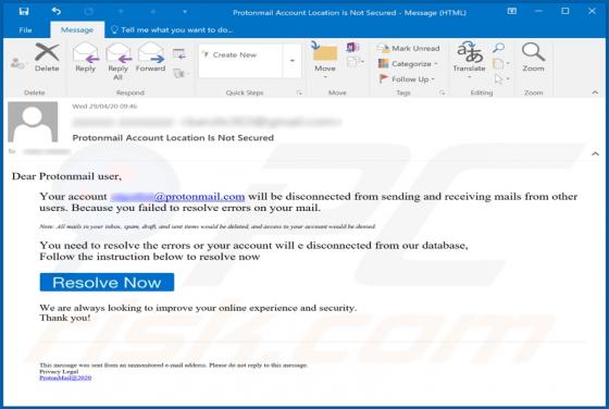 ProtonMail Email Scam