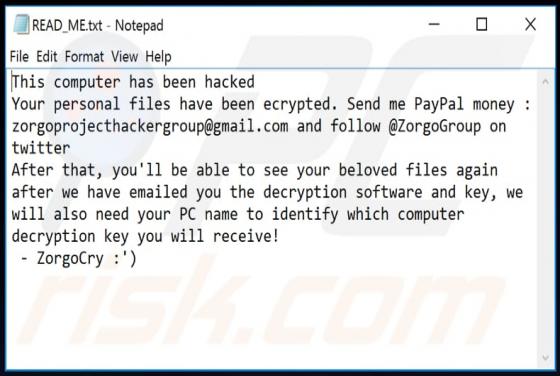 ZorgoCry Ransomware
