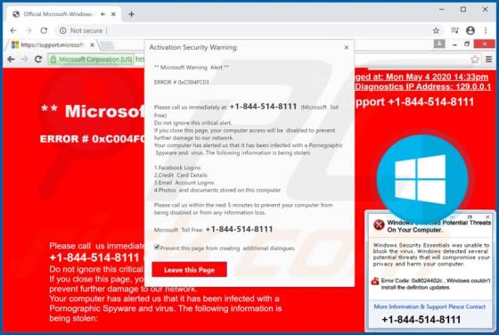 Activation Security Warning POP-UP Scam