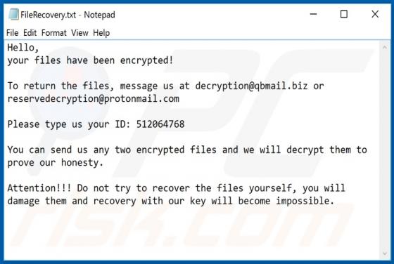 Trix Ransomware