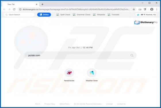 DictionaryPro Browser Hijacker
